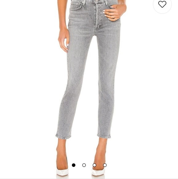 Agolde Nico highrise slim grey silver stretched button fly jeans size 23 - Picture 1 of 16